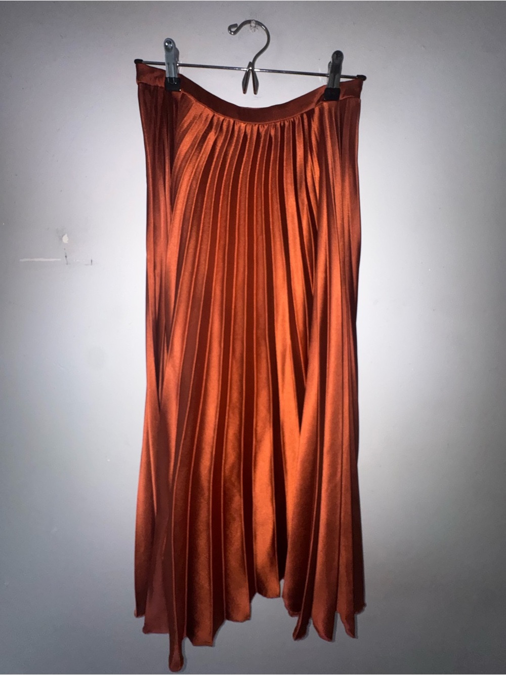 ASOS Women's Pleated Satin Midi Skirt - Rust Orange